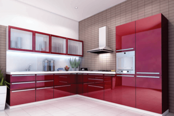 Acrylic Modular kitchen design in Noida